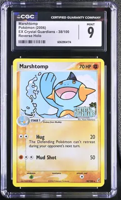 CGC 9 Marshtomp EX Crystal Guardians 38/100 Reverse Holo Stamped Pokemon Card - Image 1