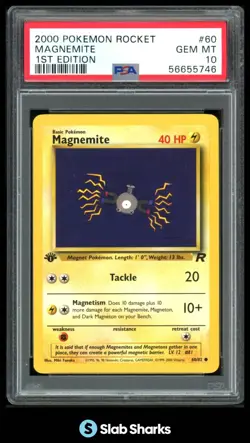 2000 POKEMON TEAM ROCKET 1ST EDITION #60/82 MAGNEMITE PSA 10 - Image 1
