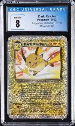 2002 POKEMON LEGENDARY COLLECTION REVERSE HOLO #7 DARK RAICHU CGC 8 - Image 1