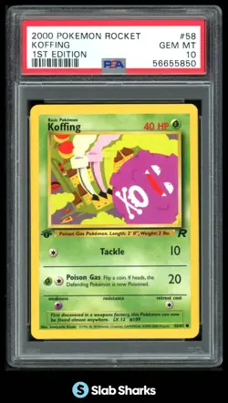 2000 POKEMON TEAM ROCKET 1ST EDITION #58/82 KOFFING PSA 10 - Image 1