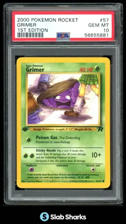 2000 POKEMON TEAM ROCKET 1ST EDITION #57/82 GRIMER PSA 10 - Image 1