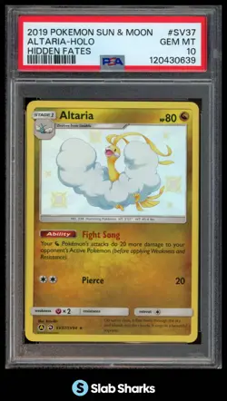 2019 POKEMON SUN & MOON HIDDEN FATES #SV37/SV94 ALTARIA HOLO PSA 10 - Image 1