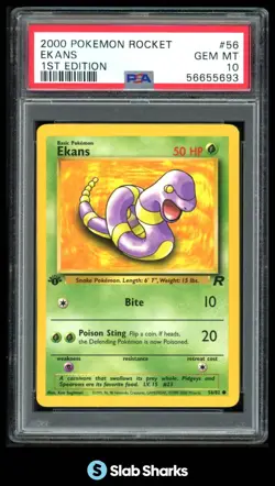 2000 POKEMON TEAM ROCKET 1ST EDITION #56/82 EKANS PSA 10 - Image 1