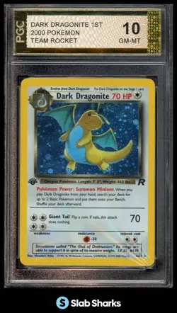 2000 POKEMON TEAM ROCKET FIRST EDITION #5/82 DARK DRAGONITE HOLO PGC 10 - Image 1