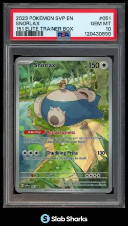 2023 POKEMON SV BLACK STAR PROMOS - SVP EN #051 SNORLAX 151 ETB PSA 10 - Image 1