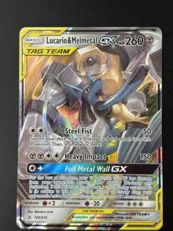 Pokemon TCG Lucario & Melmetal GX 120/214 SM Unbroken Bonds Full Art Holo NM - Image 1