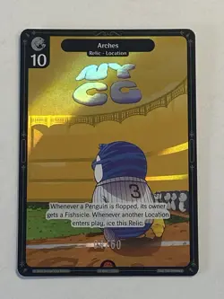 2025 VIBES TCG NYCC Promo Card #51 Arches GOLD FOIL #04/60 Pudgy Penguins RARE - Image 1