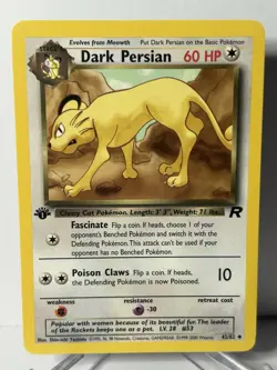 1st Edition Dark Persian 42/82 Regular Team Rocket Pokemon Card LP - Image 1