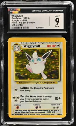 CGC 9 MINT Wigglytuff 1999 Jungle 16/64 Holo No Set Symbol Pokemon Card - Image 1