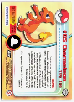 Topps Pokemon Card Charmelon Flames Embossed #05 Holo Foil MP - Image 2