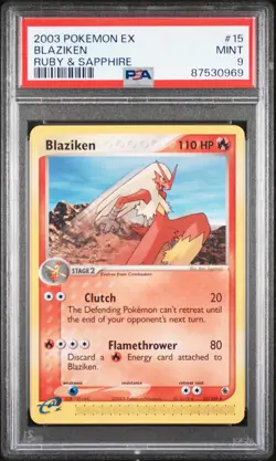 2003 POKEMON EX RUBY & SAPPHIRE #15 BLAZIKEN PSA 9 - Image 1