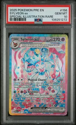 2025 POKEMON PRE EN-PRISMATIC EVOLUTIONS #156 SYLVEON EX PSA 10 - Image 1