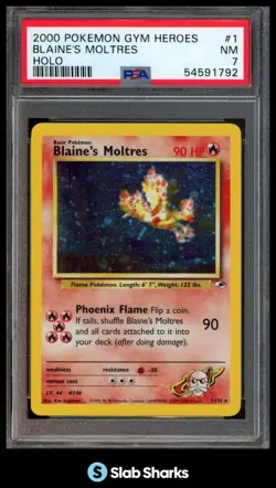 2000 POKEMON GYM HEROES #1/132 BLAINE'S MOLTRES HOLO PSA 7 - Image 1