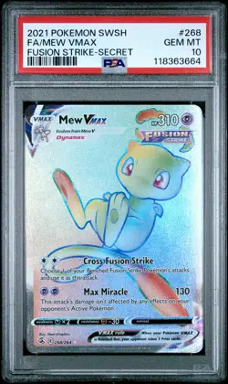 2021 POKEMON SWORD & SHIELD FUSION STRIKE SECRET #268 FULL ART/MEW VMAX PSA 10 - Image 1