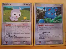 Pokemon Cards Ex Delta Species Azurill 20/113 & Castform 34/113 Reverse Holo - Image 1