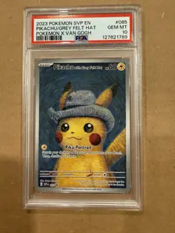 Pokemon Pikachu With Grey Felt Hat SVP 085 Promo Card x Van Gogh GEM MINT PSA 10 - Image 1