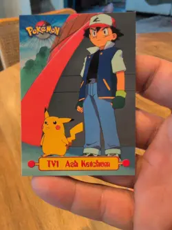 Topps Series 1 1999 TV Animation Ed ASH KETCHUM TV1 Pokemon Character Card - Image 1