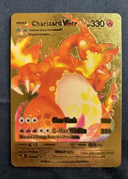 Pokemon Charizard VMAX 330hp Gold Foil Fan Art Collector Card TCG - Image 1