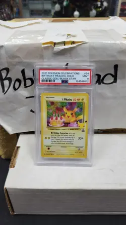 2021 BIRTHDAY PIKACHU HOLO CELEBRATIONS BLACK STAR PROMO POKEMON PSA 9 MINT #24 - Image 1