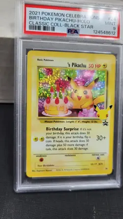 2021 BIRTHDAY PIKACHU HOLO CELEBRATIONS BLACK STAR PROMO POKEMON PSA 9 MINT #24 - Image 4