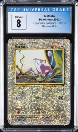 2002 POKEMON LEGENDARY COLLECTION REVERSE HOLO #89 RATTATA CGC 8 - Image 1