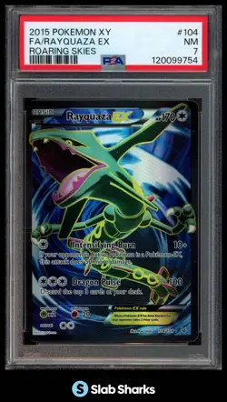 2015 POKEMON XY ROARING SKIES #104/108 RAYQUAZA EX FULL ART PSA 7 - Image 1