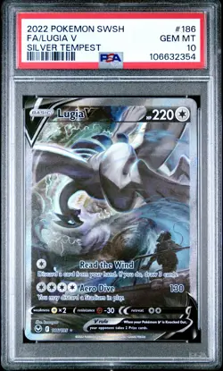 2022 POKEMON SWORD & SHIELD SILVER TEMPEST #186 FULL ART/LUGIA V PSA 10 - Image 1