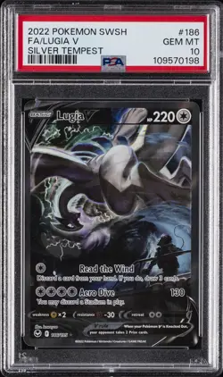 2022 POKEMON SWORD & SHIELD SILVER TEMPEST #186 FULL ART/LUGIA V PSA 10 - Image 1