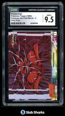 1999 TOPPS POKEMON AWAKENINGS THE FIRST MOVIE 2 FIRST PRINT CGC 9.5 - Image 1