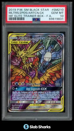 2019 POKEMON #SM210 BLACK STAR PROMO MOLTRES/ZAPDOS/ARTICUNO TAG TEAM GX PSA 10 - Image 1