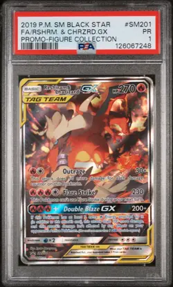 PSA 1 Reshiram Charizard GX SM201 Black Star Promo 2019 Tag Team Pokemon Card - Image 1
