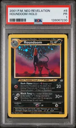 PSA 1 Houndoom 8/64 Neo Revelation 2001 Holo Rare WOTC Pokemon Card TCG - Image 1