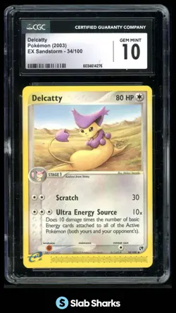 2003 POKEMON EX SANDSTORM #34/100 DELCATTY CGC 10 - Image 1