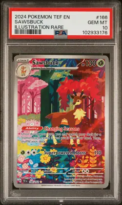 2024 POKEMON TEF EN-TEMPORAL FORCES ILLUSTRATION RARE #166 SAWSBUCK PSA 10 - Image 1