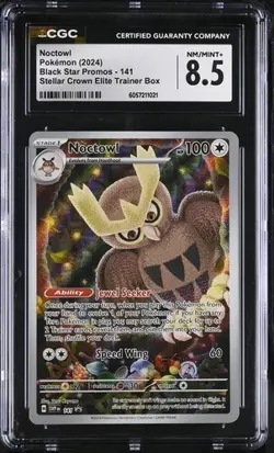 NOCTOWL 141 Back Star Promo Pokemon Stellar Crown ETB CGC 8.5 Mint+ jk - Image 1