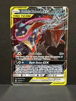 Pokemon Greninja & Zoroark GX Card 107/214 Sun and Moon Unbroken Bonds - Image 1