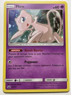 Mew SM215 LP/NM Black Star Promo Cosmos Holo Foil Pokemon Card SM 215 NM - Image 1