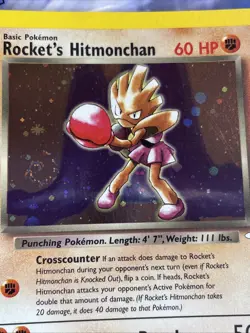 Rocket's Hitmonchan 11/132 Holo SWIRL Gym Heroes Pokemon Card Lp - Image 4