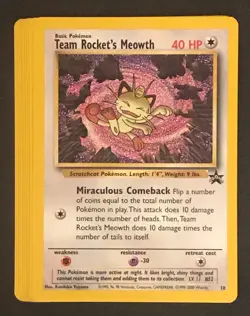 10x Team Rocket's Meowth Black Star Promo 18 Pokemon Card WotC - Image 1