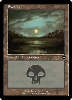 Swamp 444 Regular Retro Frame Land - NM - Commander Masters MTG - Image 1