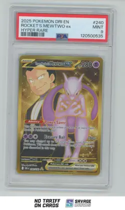 2025 Pokemon Destined Rivals Holo Hyper Rare Team Rocket's Mewtwo ex PSA 9 - Image 1
