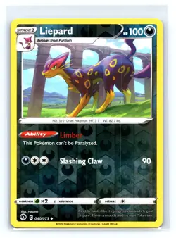 Pokemon Champion's Path #40/73 Liepard Uncommon Reverse Holo tcg - Image 1