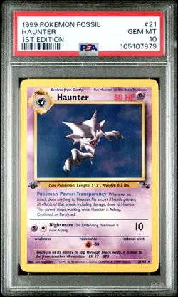 Haunter 1st Edition 21/62 Pokemon Fossil PSA 10 Gem Mint - Image 1