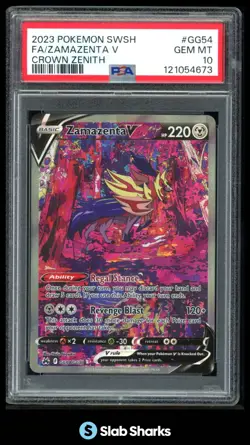2023 POKEMON SWORD & SHIELD CROWN ZENITH ZAMAZENTA V FA ULTRA RARE PSA 10 - Image 1