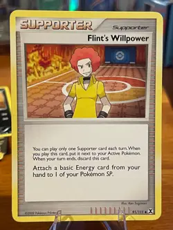 2009 Pokemon Platinum Rising Rivals Supporter Flint's Willpower 91/111 Uncommon - Image 1
