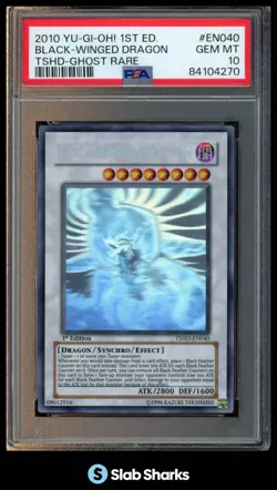 2010 YU-GI-OH! #TSHD-EN040 1ST EDITION BLACK-WINGED DRAGON GHOST RARE PSA 10 - Image 1