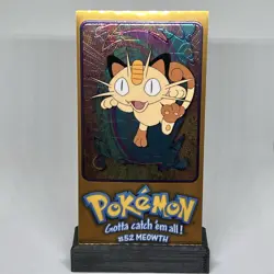 1999 Topps Pokemon Jumbo Meowth Chrome Holo Foil TV Card 5 of 5 Vintage - Image 1