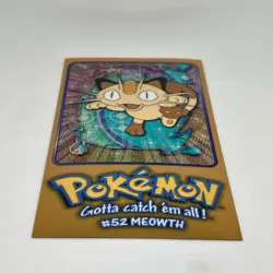 1999 Topps Pokemon Jumbo Meowth Chrome Holo Foil TV Card 5 of 5 Vintage - Image 3