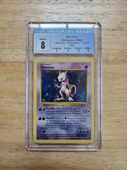 Pokemon CGC 8 NM/MINT 1999 Mewtwo Shadowless Base Set Holo Card - Image 1