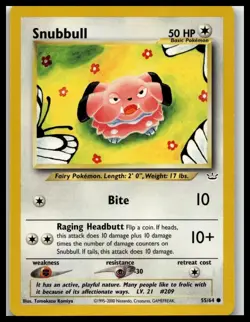 Snubbull 55/64 Pokemon Card Neo Revelation Common 50 HP Near Mint - Image 1
